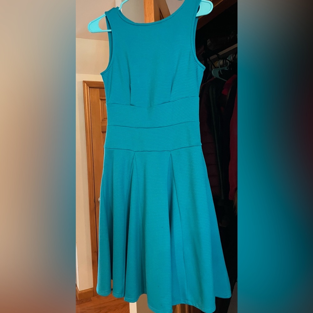 XS Teal Nicole by Nicole Miller Sleeveless Fit and Flare Dress